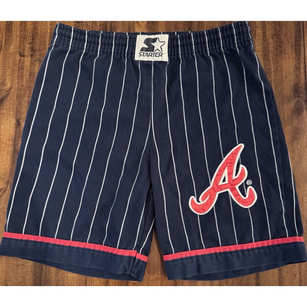 Vintage 1990s Starter Boys Pinstripe Shorts MLB Atlanta Braves Size Small